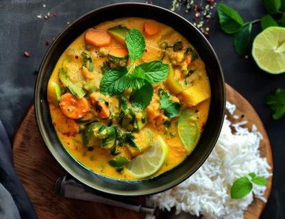 Un bol de curry de légumes