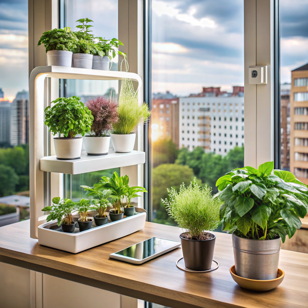 plusieurs plantes posées devant la fenêtre d'un appartement en ville