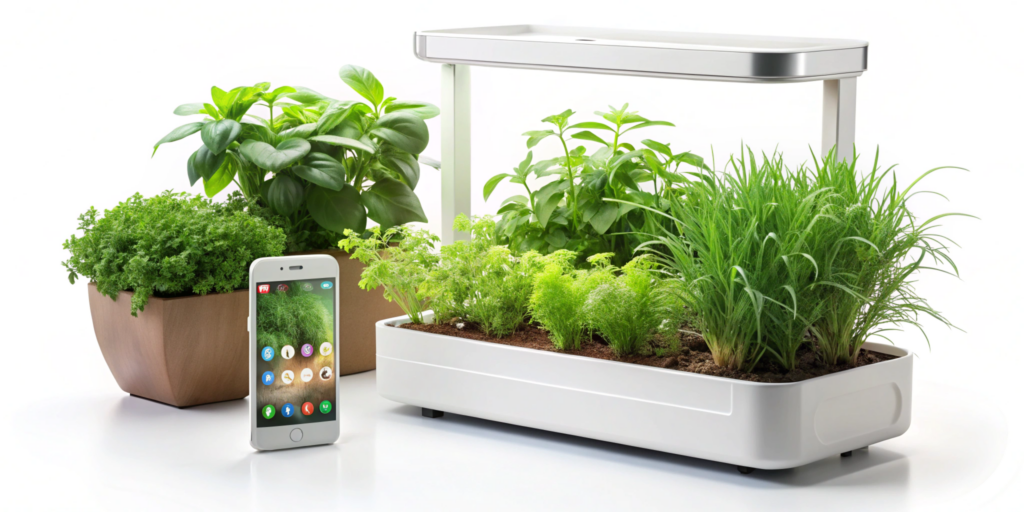 un potager connecté , un smartphone